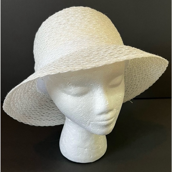 Nine West Accessories - Nine West Womens Sun Hat White Wide Brim Boat Garden Golf Travel Straw Summer